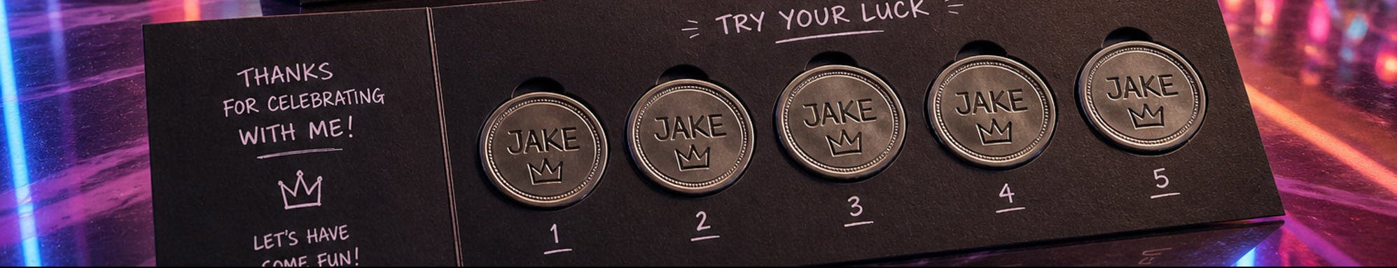 custom personalised gumball tokens for bar mitzvah event and and wedding rentals